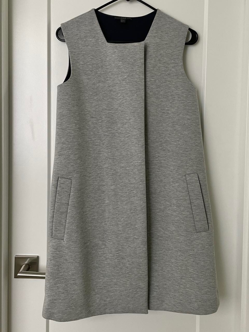 COS Sleeveless Gray A-Line Dress/long vest, size S